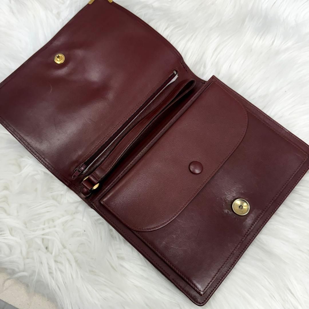 Cartier カルティエ マストライン 二つ折りクラッチバッグ 革鞄 ボルドー ゴールド金具