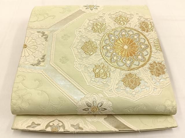 平和屋着物◎六通柄袋帯 唐織 蜀江正倉院文 金銀糸 正絹 逸品