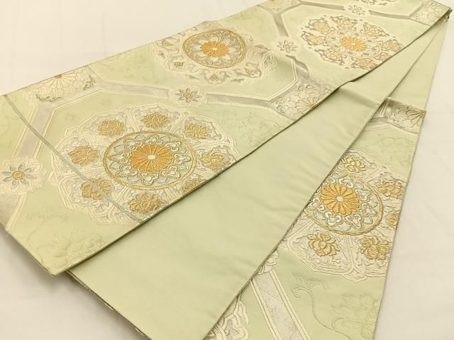 平和屋着物◎六通柄袋帯 唐織 蜀江正倉院文 金銀糸 正絹 逸品