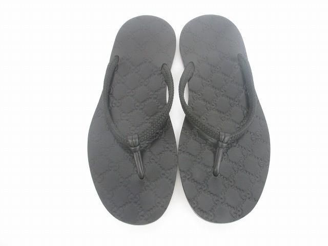 グッチ GUCCI サンダル グッチシマ レザー 39 E 24.5 cm～25.5 cm ブラック 黒 レディース