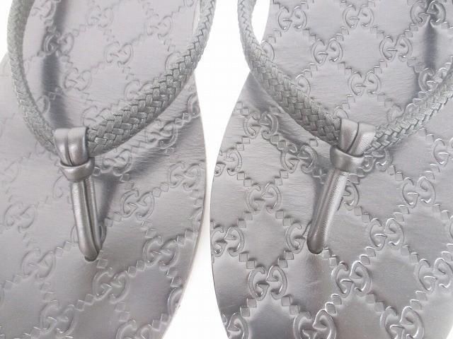 グッチ GUCCI サンダル グッチシマ レザー 39 E 24 5 cm～25 cm ブラック 黒 レディース フリル付き 体型カバー