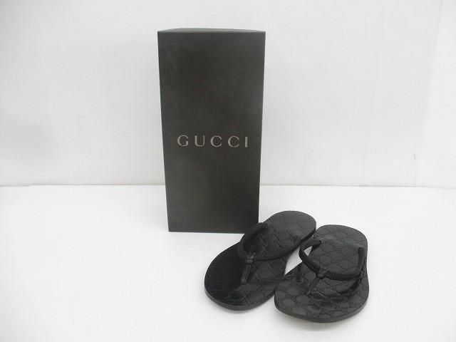 グッチ GUCCI サンダル グッチシマ レザー 39 E 24.5 cm～25.5 cm ブラック 黒 レディース