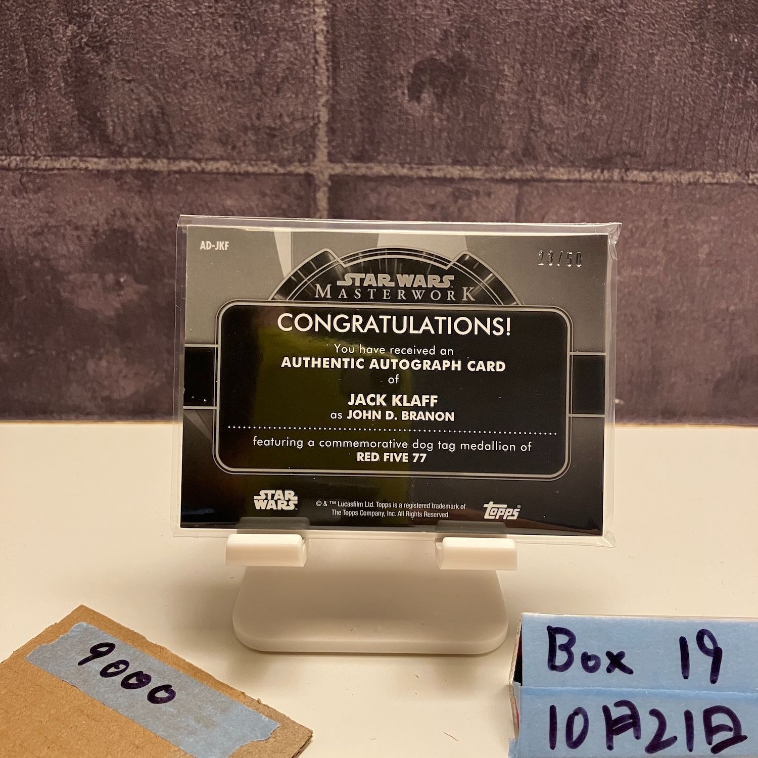 2020 Topps Star Wars Masterwork Jack Klaff As John D. Branon 23 50 直筆サインカード Dog Tag Medallion Red Five 77 カード