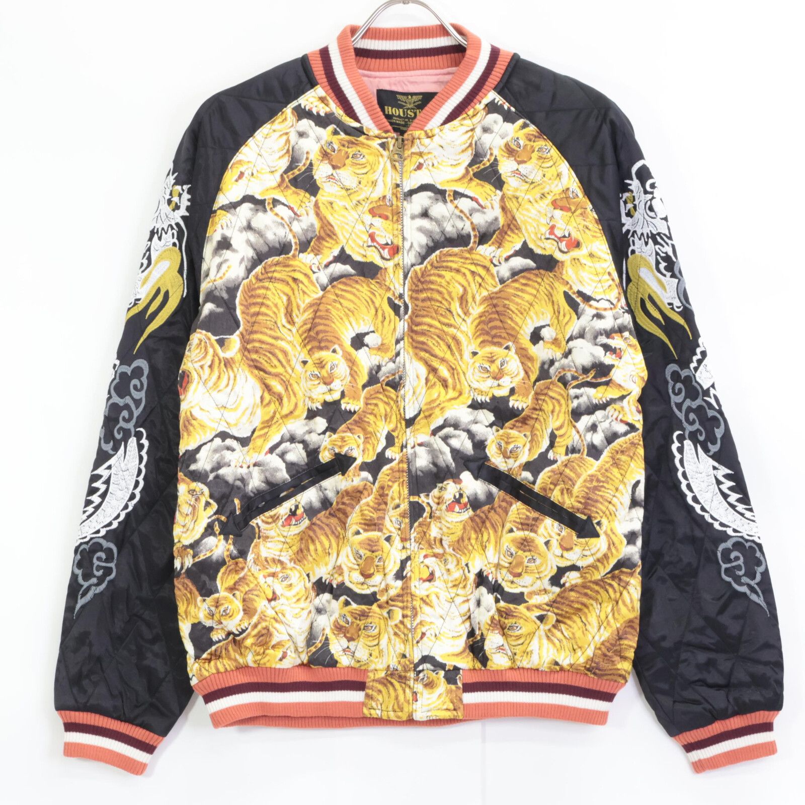 美品 80s 稀少カラー 別珍 スカジャン スーベニアジャケット 虎 豪華刺繍 80s ヴィンテージ 別珍 スカジャン ベロア VINTAGE - スカジャン 龍 虎
