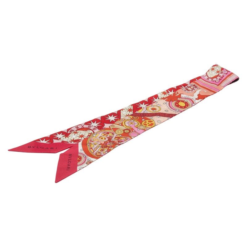 ブルガリ ツイリー セルペンティ リボン ロゴ ピンク マルチ シルク レディース BVLGARI 1 0244915