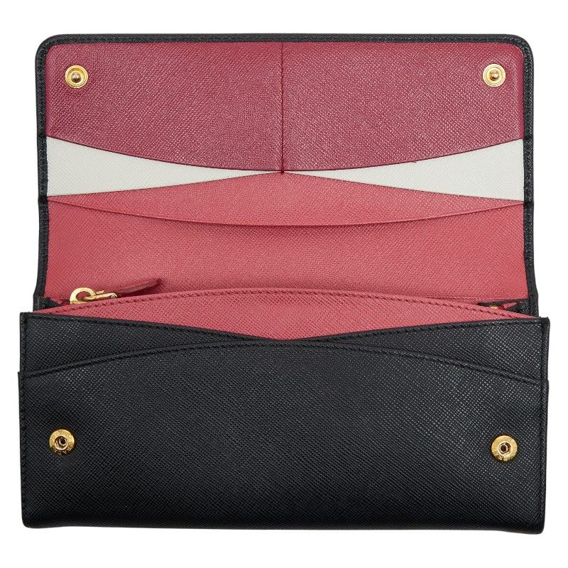  プラダ ロゴ 1 M 1132 ブラック ピンク サフィアーノレザー レディース PRADA 1-0245195 長財布 小物