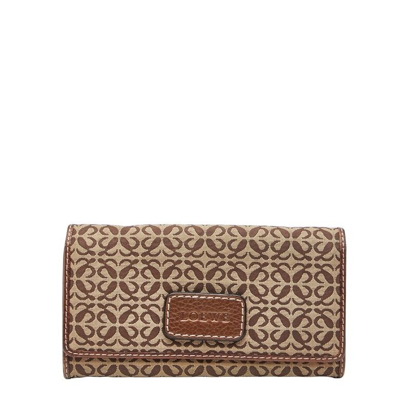 ロエベ アナグラム ブラウン キャンバス レザー レディース LOEWE 1-0246306