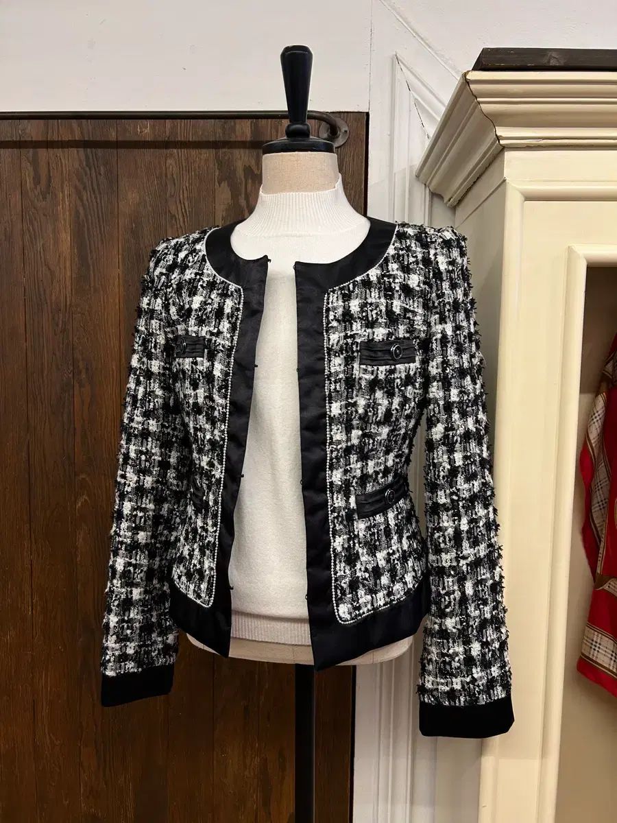 クレージュ ハウンドトゥースチェック ツイード ジャケット