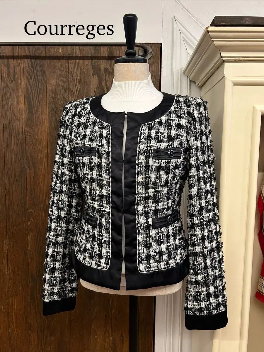 クレージュ ハウンドトゥースチェック ツイード ジャケット