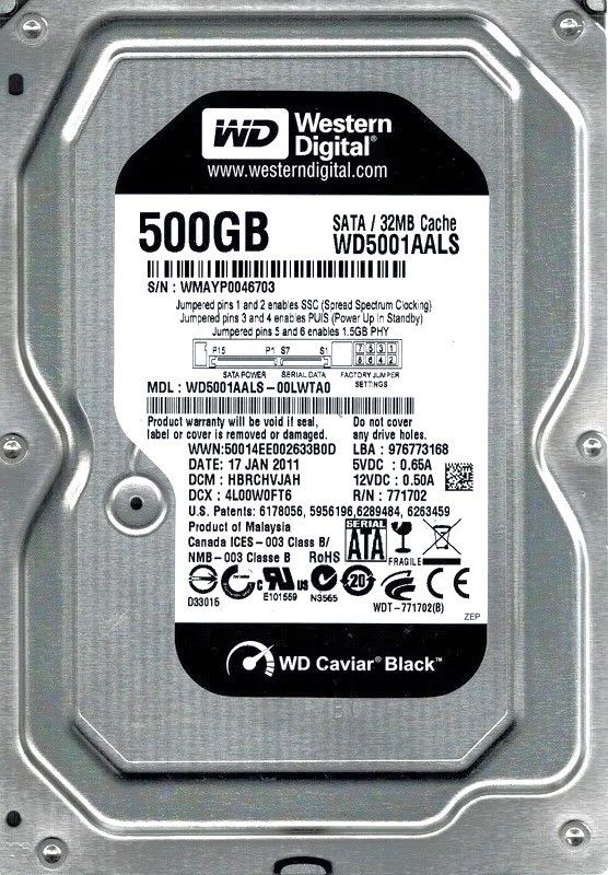数量限定，安い 【90日保証/再生品】Western Digital WD5001AALS 500GB SATA 3Gbps 3.5 HDD ? Car Black Hard Drive 内蔵型ハードディスクドライブ