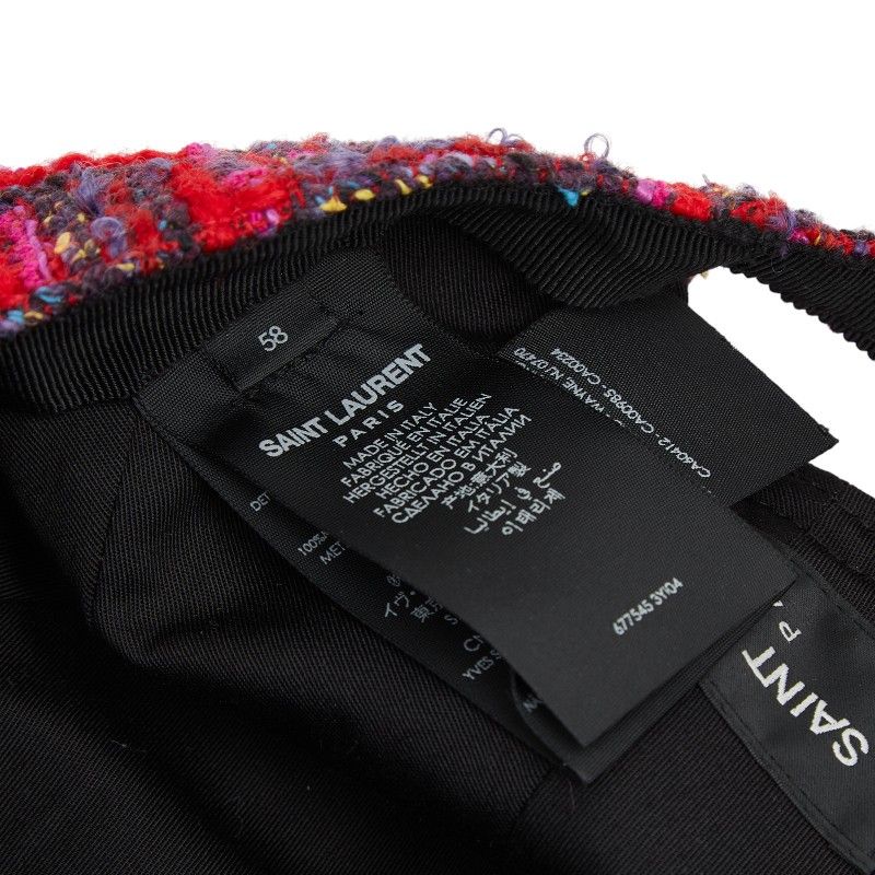  サンローラン キャップ ベースボールキャップ ツイード サイズ 58 677545 レッド マルチ ウール レーヨン レディース SAINT LAURENT 1-0248395 キャップ 帽子