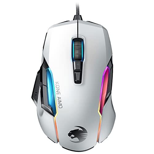 ROCCAT ゲーミングマウス Kone AIMO Remastered 有線 編み込み ホワイト 白 光学式 16 K