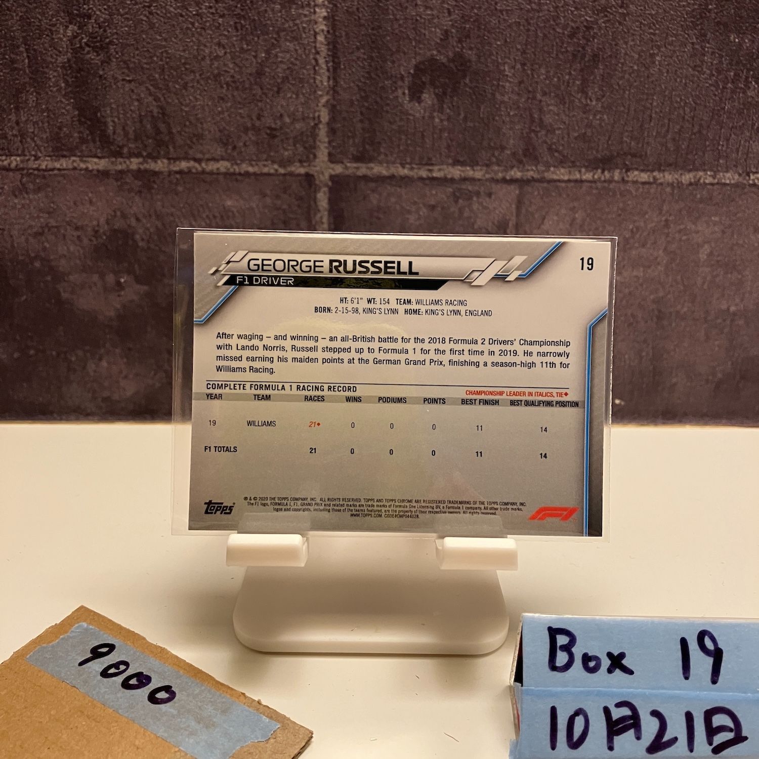 2020 Topps Chrome F 1 George Russell Williams Racing RC ルーキー Rookie カード