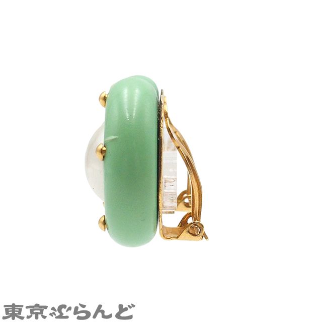 シャネル CHANEL イヤリング グリーン プラスチック フェイクパール コスチュームジュエリー 96 C レディース