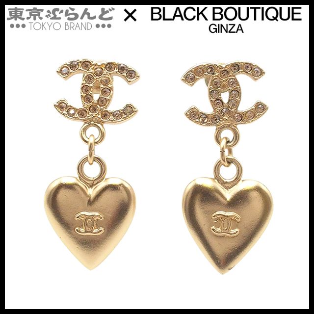 シャネル CHANEL ピアス ゴールド メタル ハート ココマーク ライン