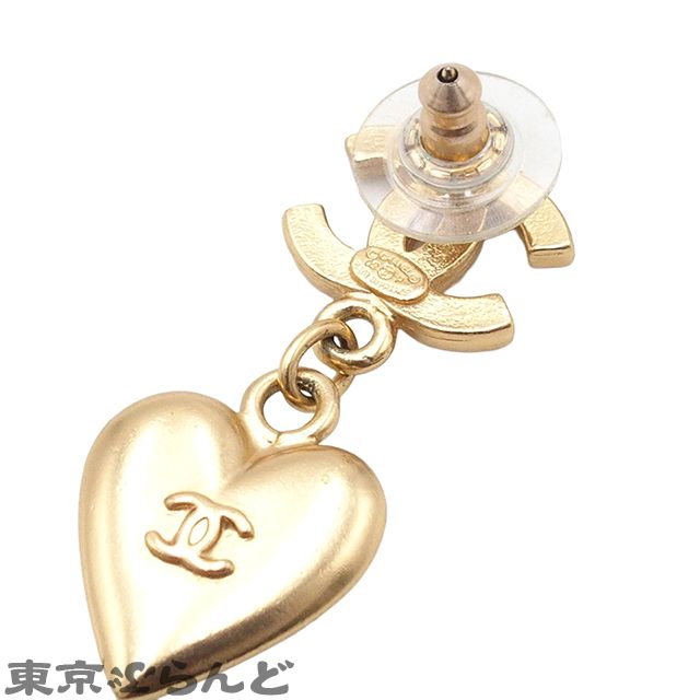 シャネル CHANEL ピアス ゴールド メタル ハート ココマーク ライン