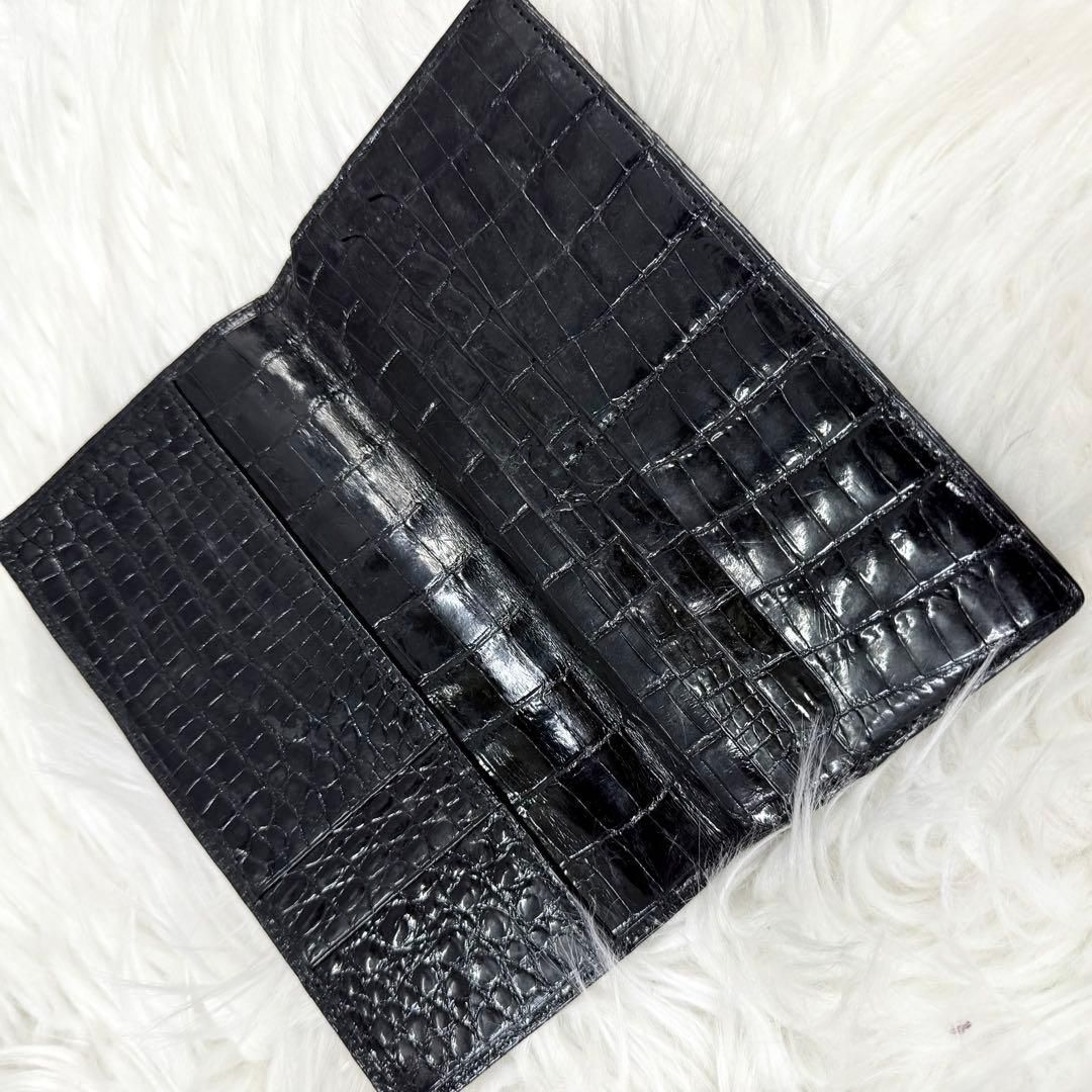 JRA公認 クロコダイルレザー長財布 札入れ ロングウォレット ブラック
