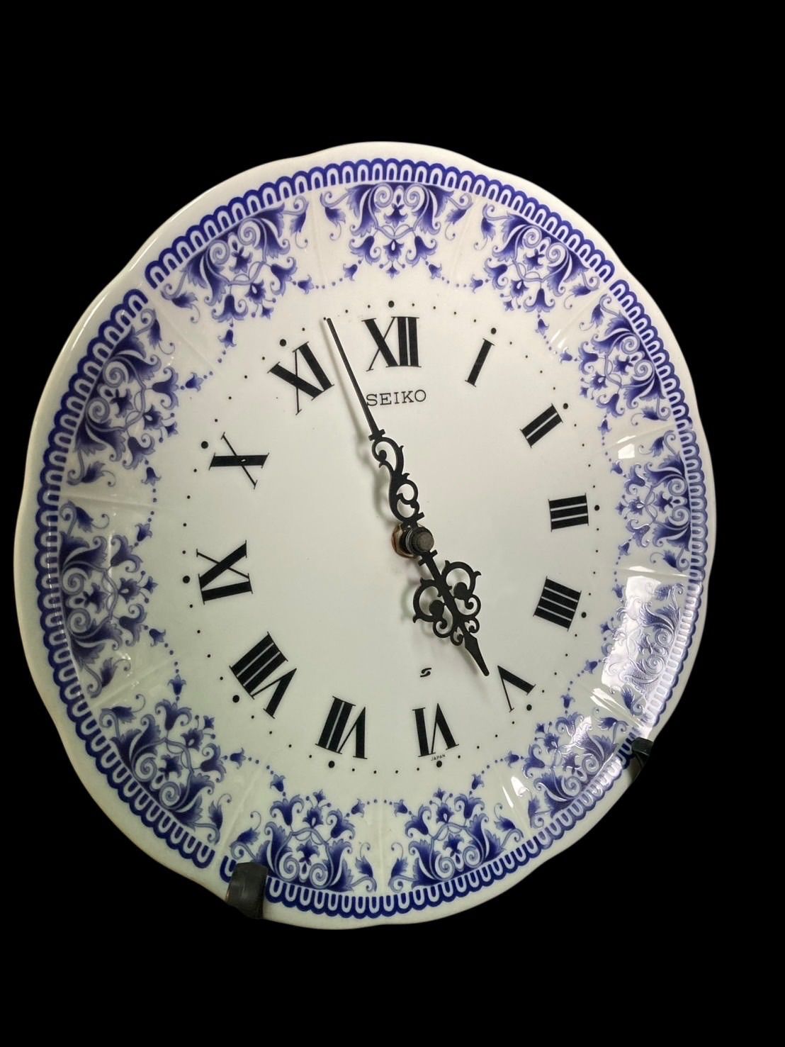 昭和 レトロ セイコー 皿時計 電池式時計 陶器製皿型 掛け時計 置時計 アンティーク ヴィンテージ 古物 骨董 古美術 動作未 品扱い N 25 L T 50