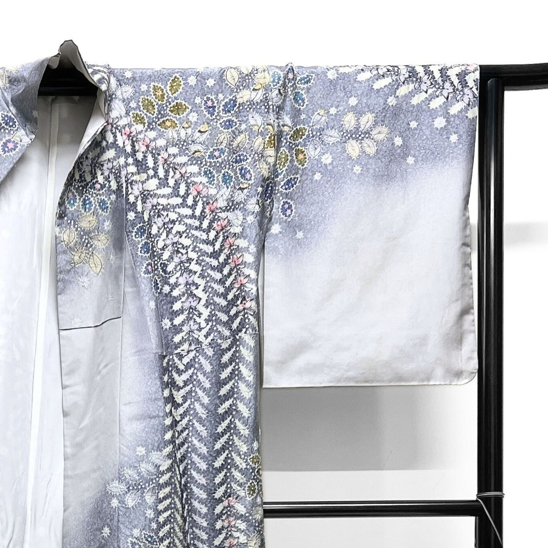 作家もの 訪問着 染め大島紬 絞り 辻ヶ花 藤 紋無し 着物 123b d ms