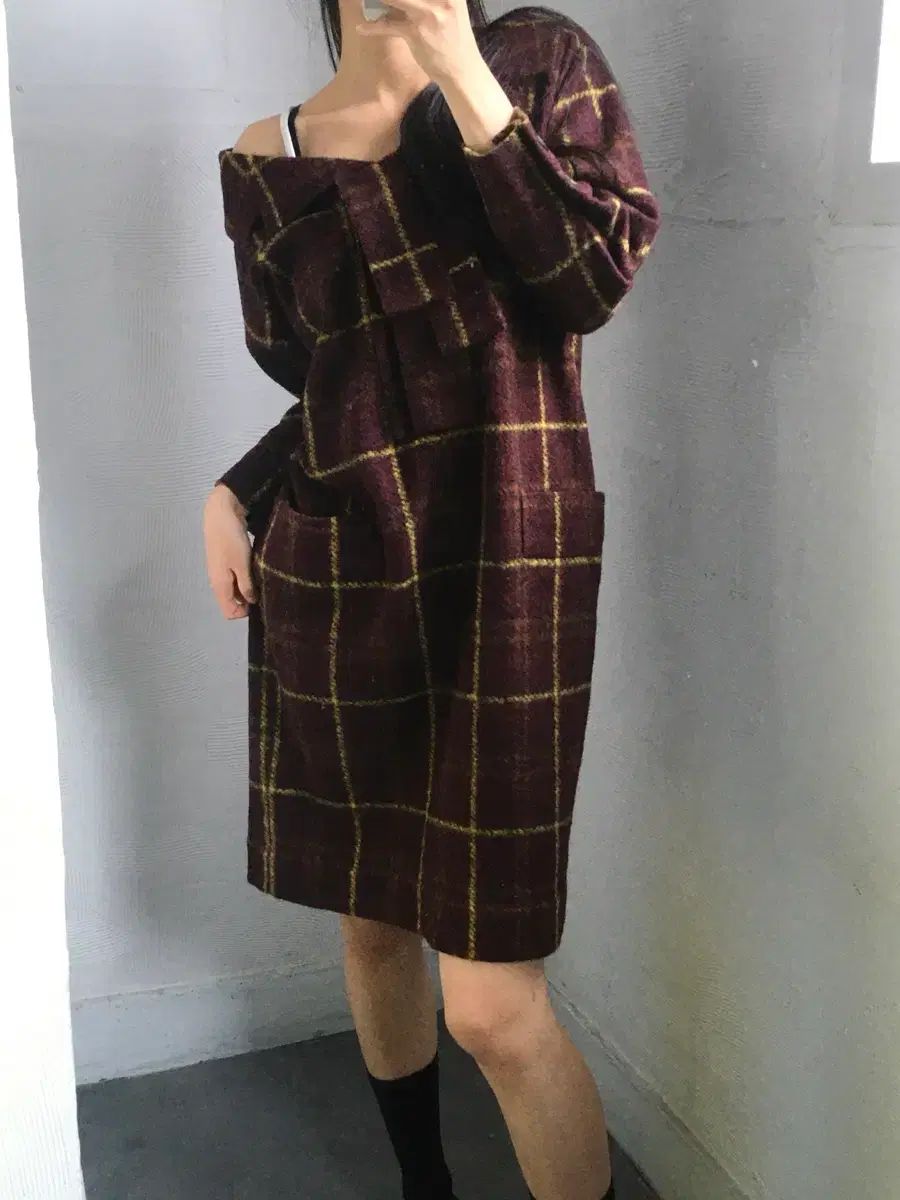 Vivienne Westwood ヴィヴィアン ウエストウッド バーガンディ CHECK ウール ONE PIECE