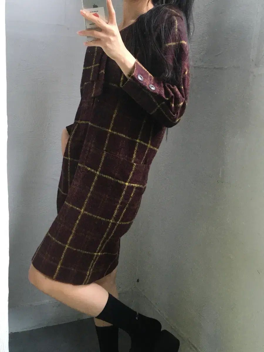 Vivienne Westwood ヴィヴィアン ウエストウッド バーガンディ CHECK ウール ONE PIECE