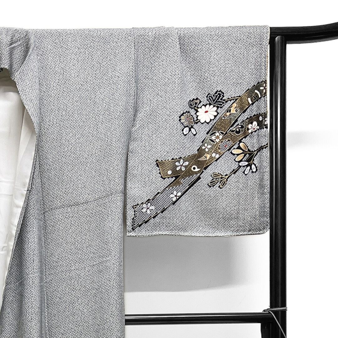 未着用 付け下げ 金彩 熨斗 鹿の子 菊 橘 宝尽くし 着物 123b d ms