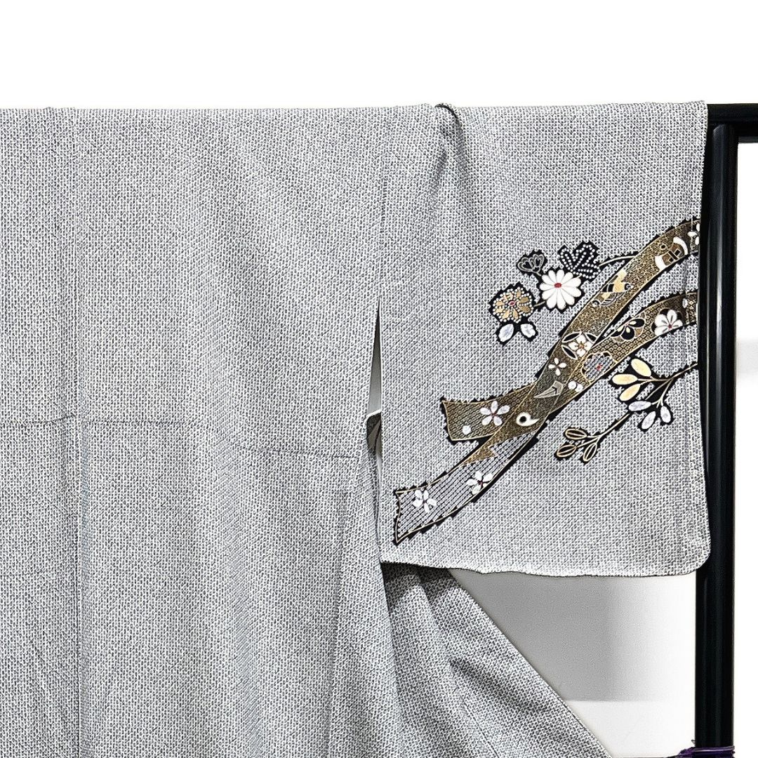  未着用 付け下げ 金彩 熨斗 鹿の子 菊 橘 宝尽くし 着物 123 b d ms 訪問着 付け下げ 着物