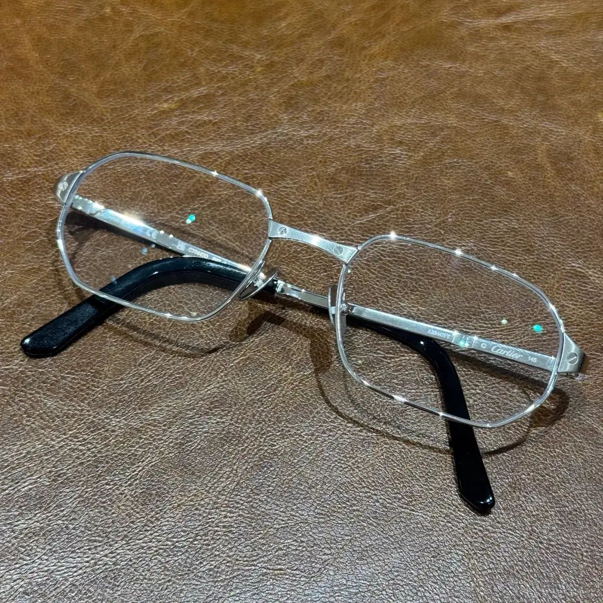 カルティエ CT 0442 O シルバー 多角 サン トゥー