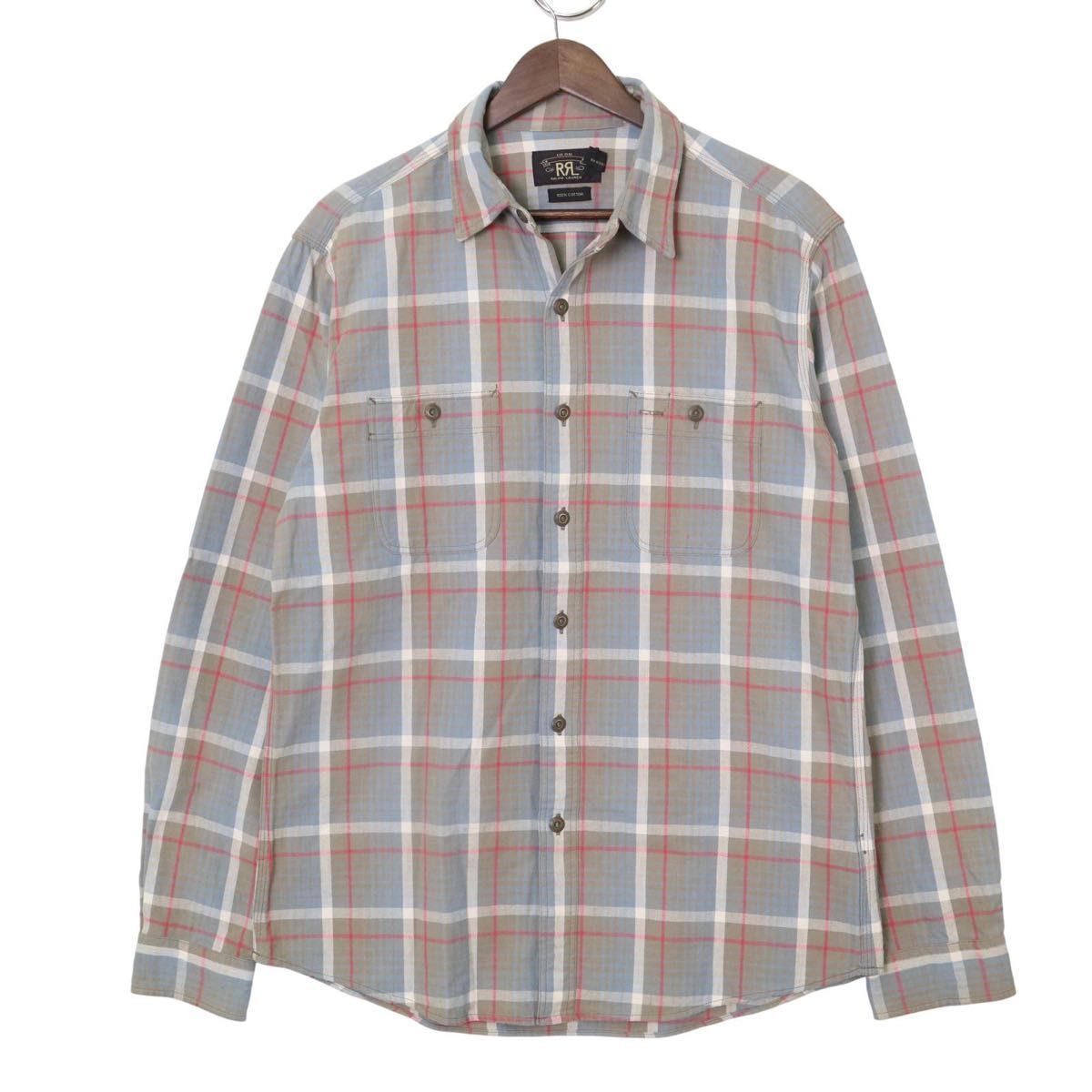 RRL コットンチェックシャツ 長袖 Lサイズ アメカジ レア】RRL Ralph Lauren ラルフローレン コットン チェック シャツ