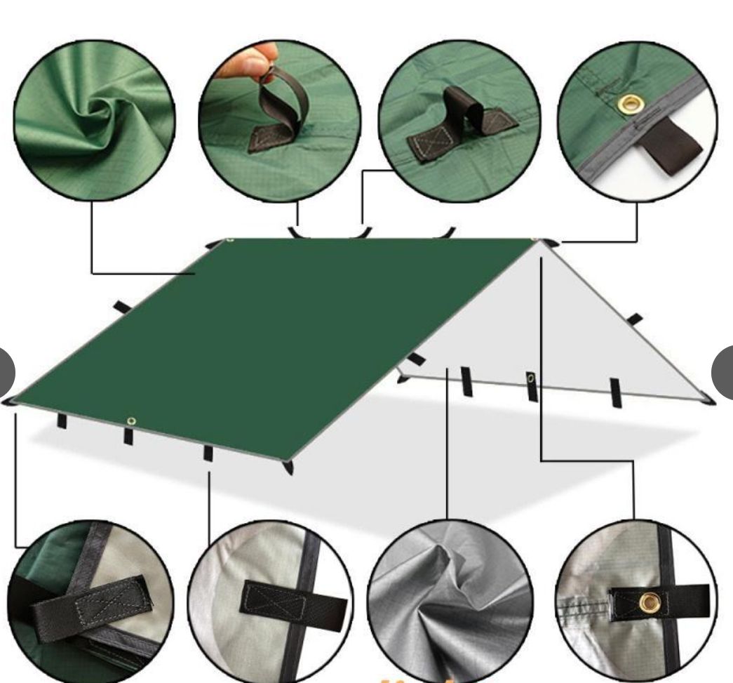 大好評 レクタタープ タープ キャンプタープ 天幕 日除けシェード サンシェルター 210 T素材 19箇所ループ 軽量 防水 日除け 遮光遮熱 3× 4ｍ 収納バック付き