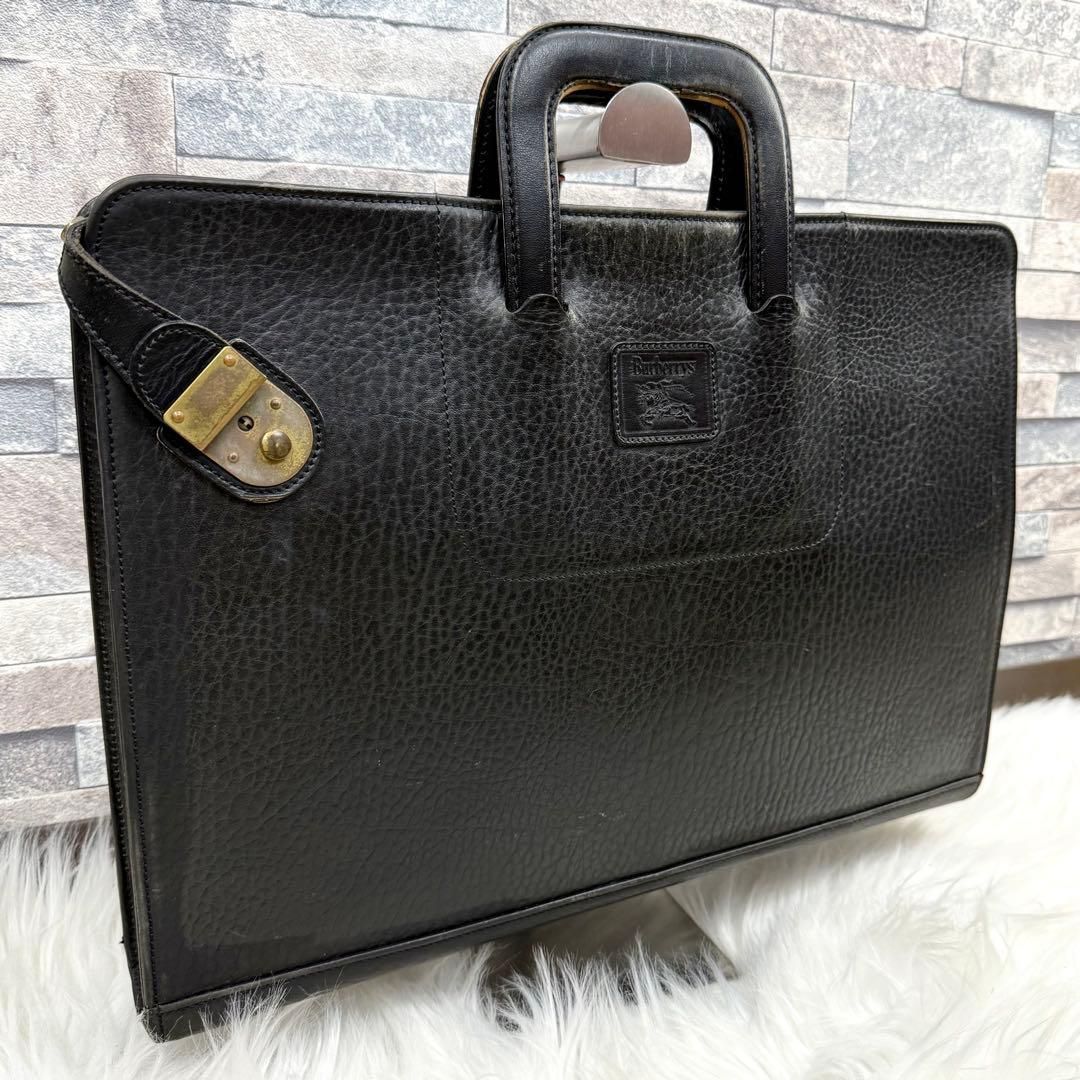 Burberrys バーバリーズ ロゴレザービジネスバッグ シボ革ブリーフ