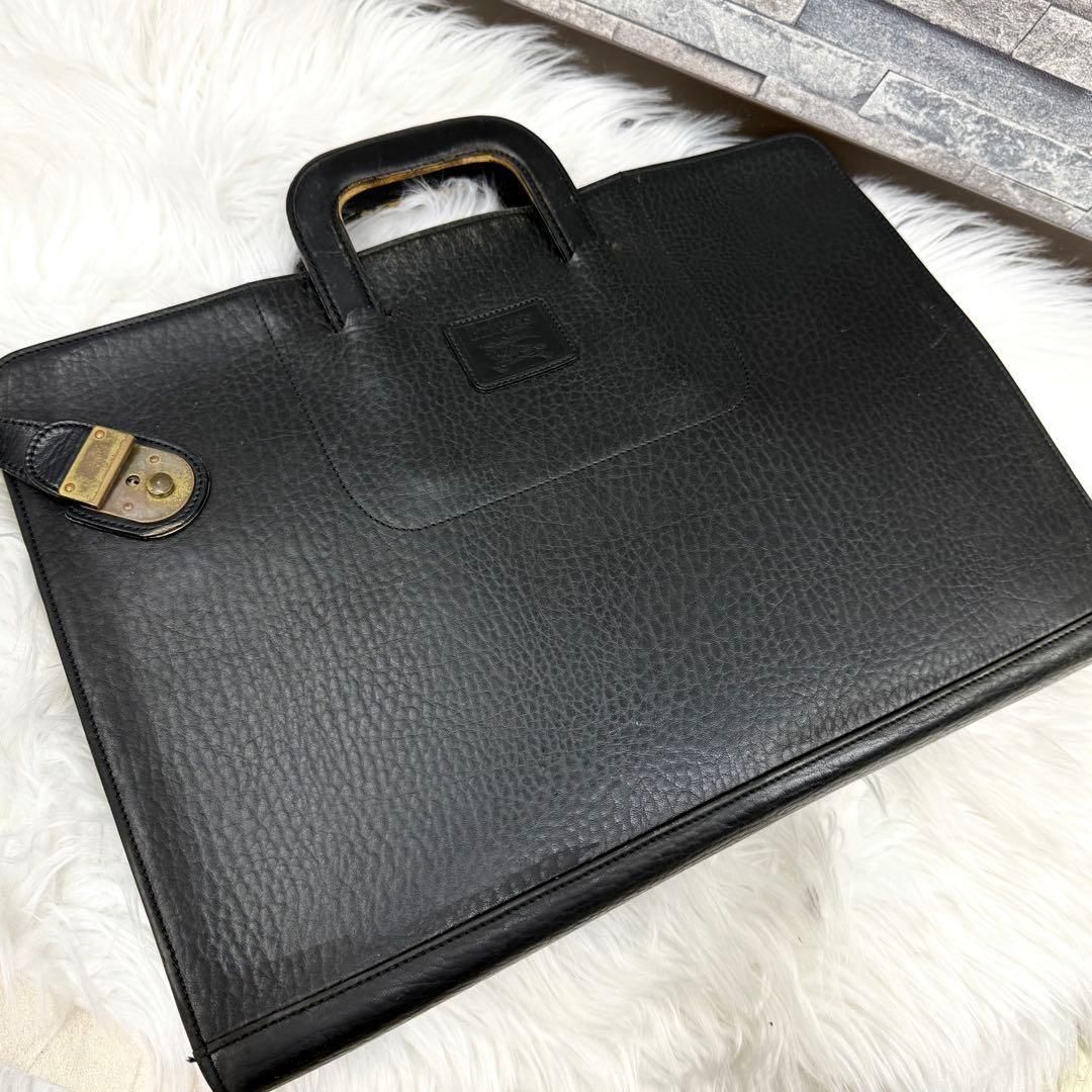 Burberrys バーバリーズ ロゴレザービジネスバッグ シボ革ブリーフ