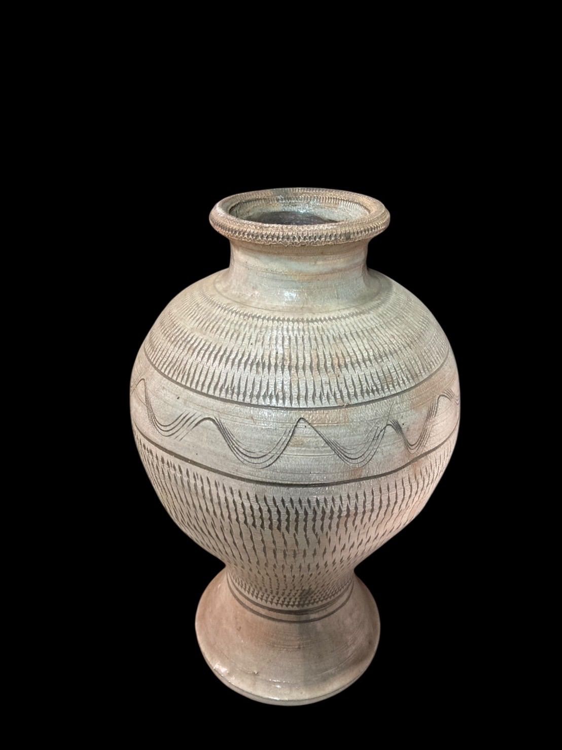 日本 伝統的 陶器 小鹿田焼 おんたやき 飛び鉋 とびかんな 花瓶 小鹿田