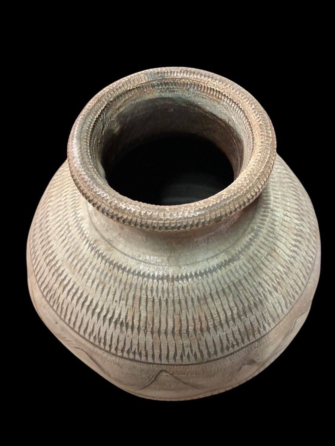 日本 伝統的 陶器 小鹿田焼 おんたやき 飛び鉋 とびかんな 花瓶 小鹿田