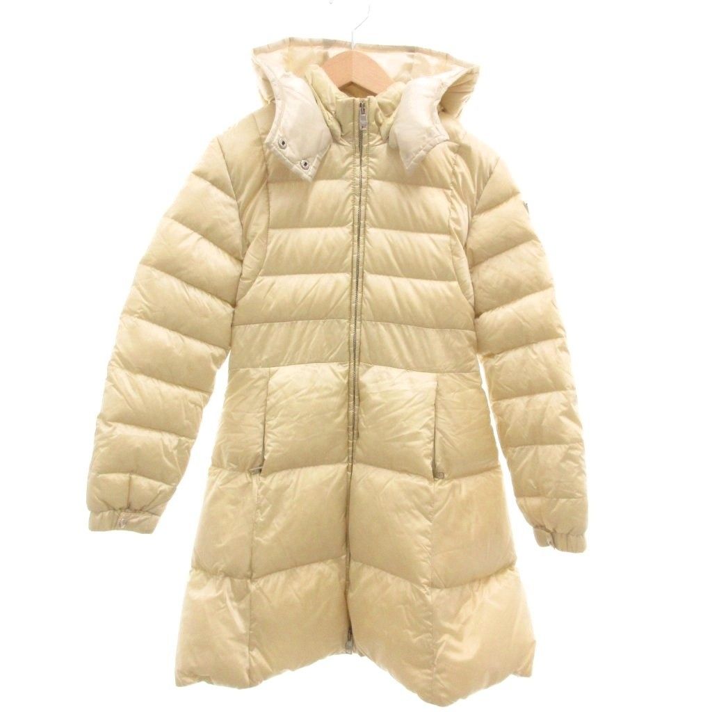 プラダ PRADA ダウンコート ロングダウン 三角ロゴプレート Aラインシルエット 10 白 ホワイト YJ