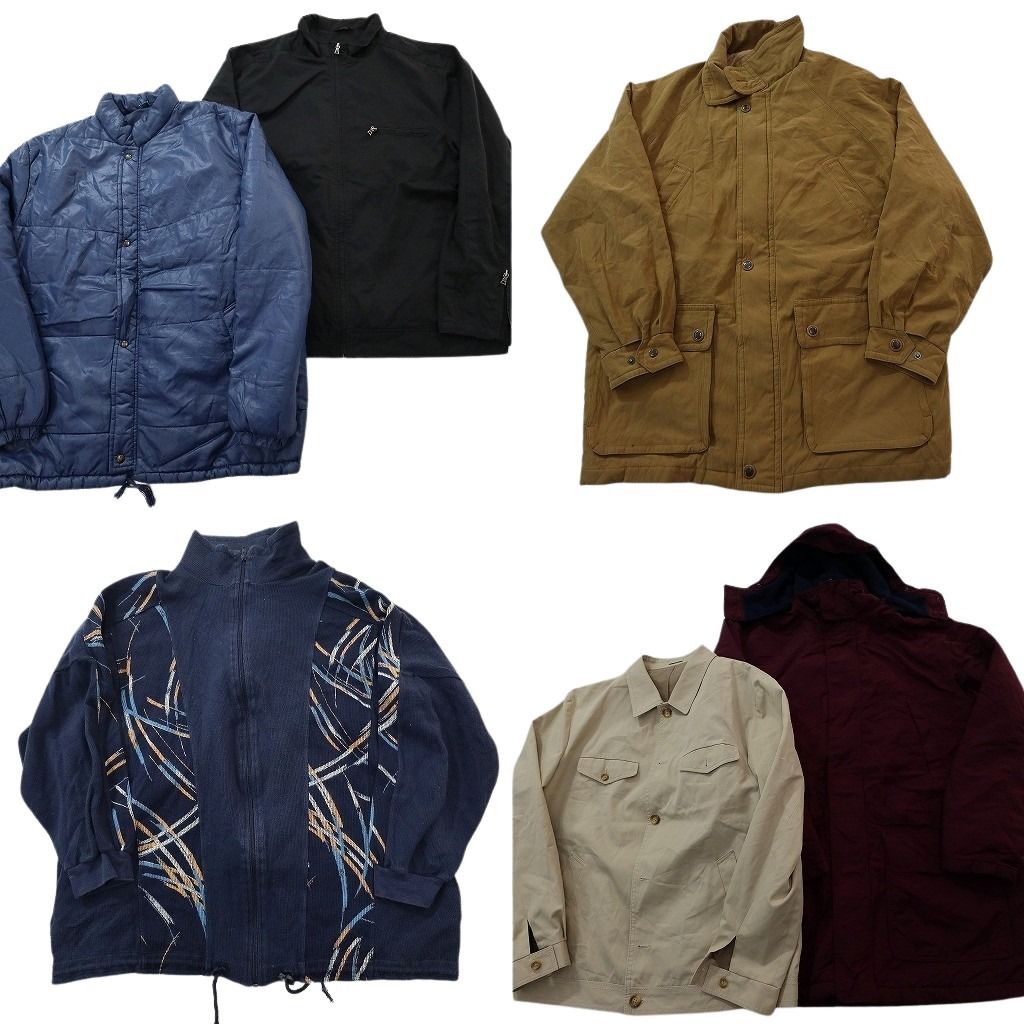 古着卸 ジャケット MIX セット メンズ L カバーオール型 スタンド フーディー 比翼 古着 ND 1200