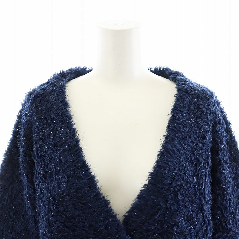 アンクレイヴ uncrave 24AW ヘアリー ラメ ニット ショート カーディガン アルパカ混 1 M 紺 ネイビー KRHVCW0552 /AN30