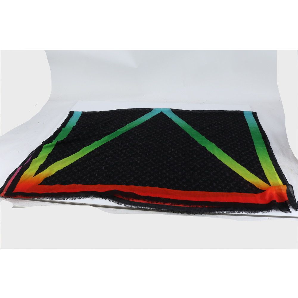 ルイヴィトン モノグラム エトール MP 2475 スカーフ レインボー カシシル カシミヤ シルク フリンジ レディース RRM DE 4-9