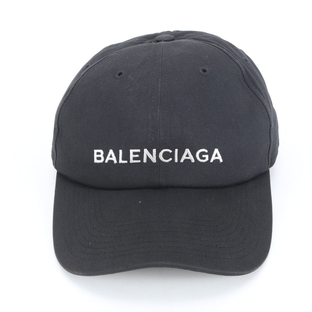 バレンシアガ ロゴ 刺繍 ベースボール キャップ L 帽子 ブラック 黒 ファッション おしゃれ メンズ CRM DE 3-10