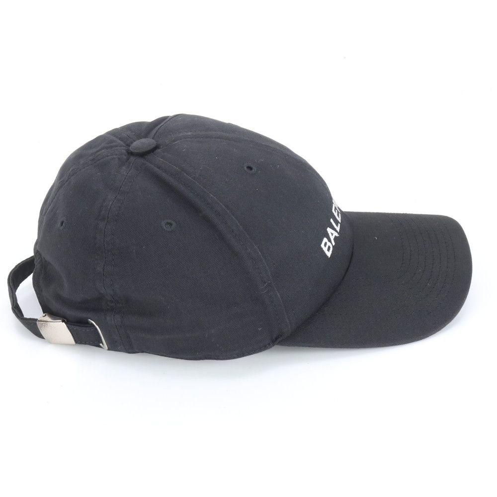 美品 バレンシアガ ロゴ 刺繍 ベースボール キャップ L 帽子 ブラック