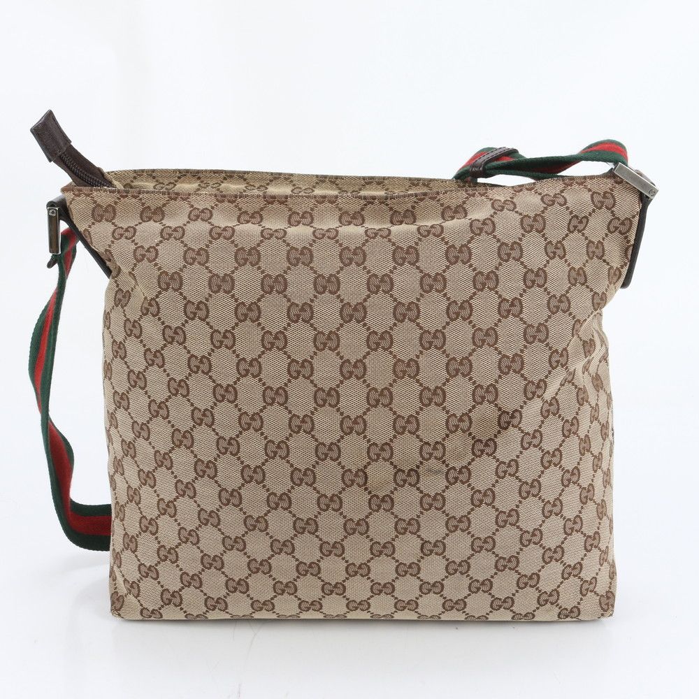 美品 グッチ GGキャンバス シェリー ライン 189751 レザー ショルダー