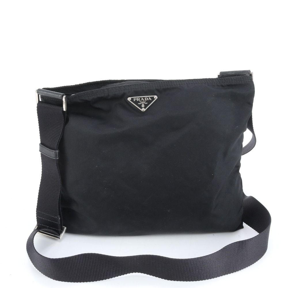 美品 プラダ テスート ナイロン トライアングルロゴ レザー ショルダー
