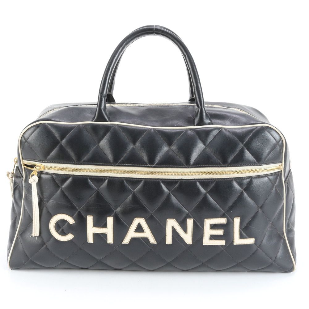 シャネル シリアルシール付 マトラッセ ボーリングバッグ レザー ボストン バッグ トート レディース メンズ RRM DE 27 9