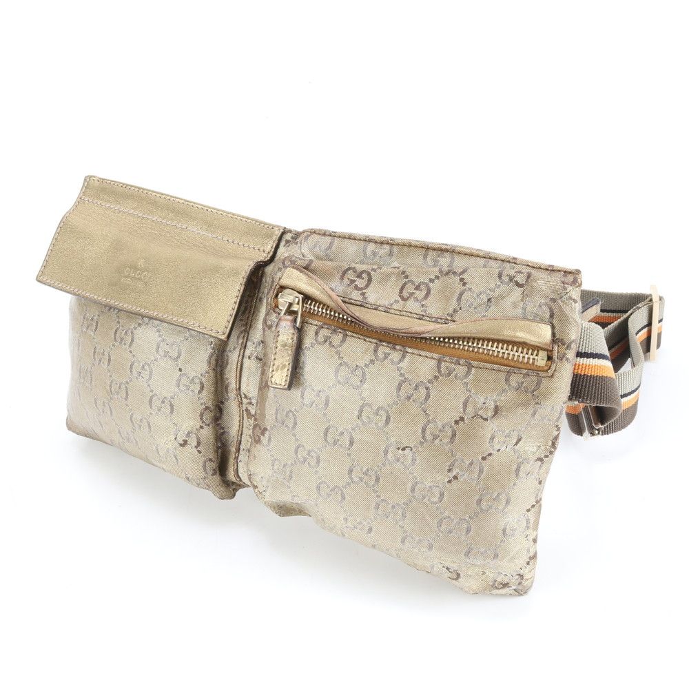 グッチ GGクリスタル 28566 レザー 2 WAY ボディバッグ 斜め掛け ウエストポーチ ショルダー ゴールド メンズ レディース EUM DE 18 9