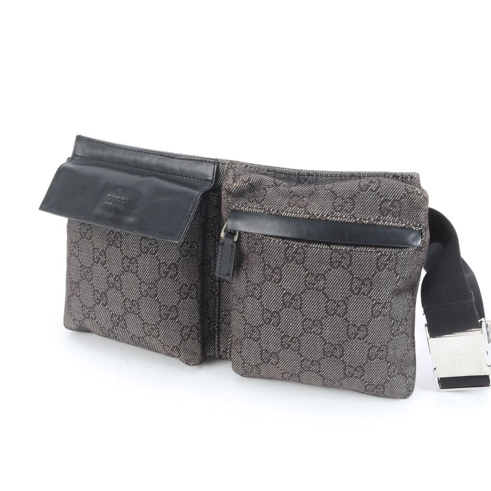 グッチ GGキャンバス 28566 レザー ボディバッグ 斜め掛け ウエストポーチ ブラック 黒 メンズ レディース RRM DE 27 2