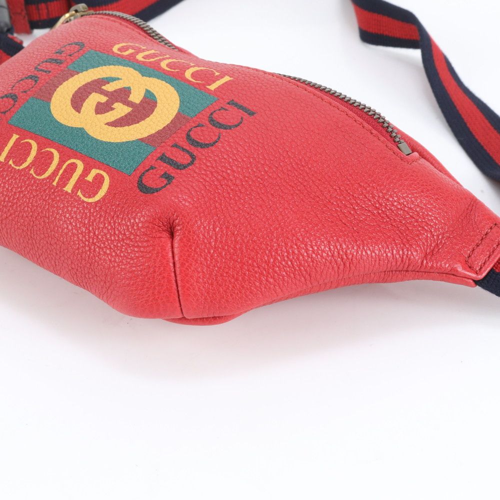 極美品 グッチ シェリー ライン ロゴ プリント 527792 レザー ボディ