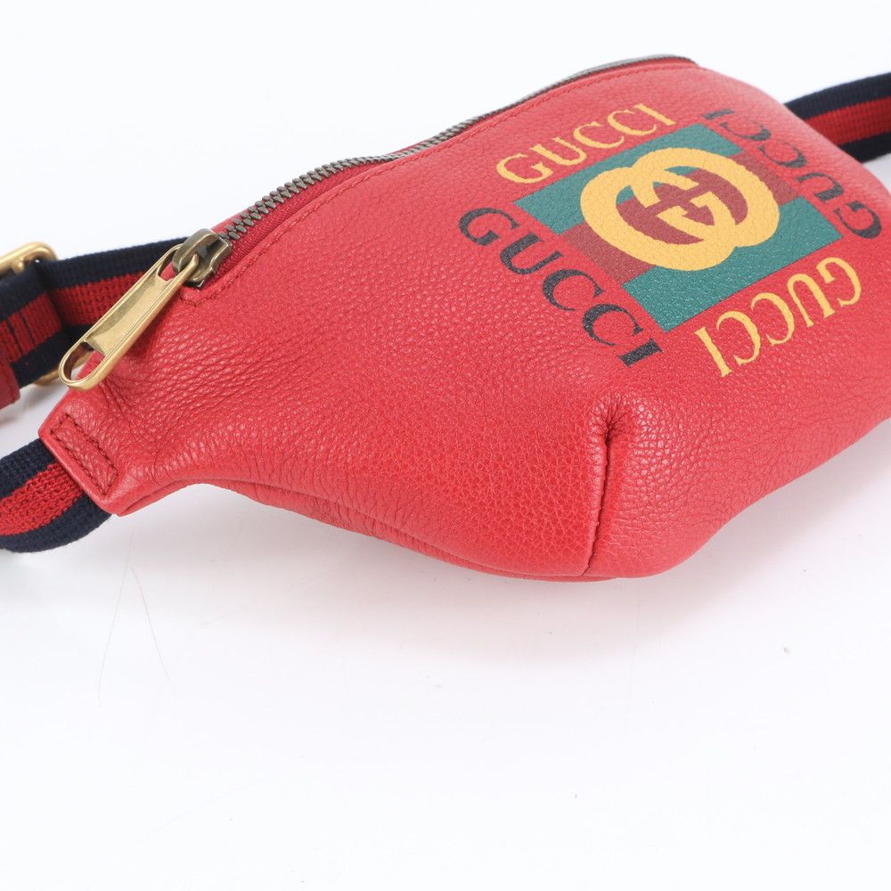 極美品 グッチ シェリー ライン ロゴ プリント 527792 レザー ボディ