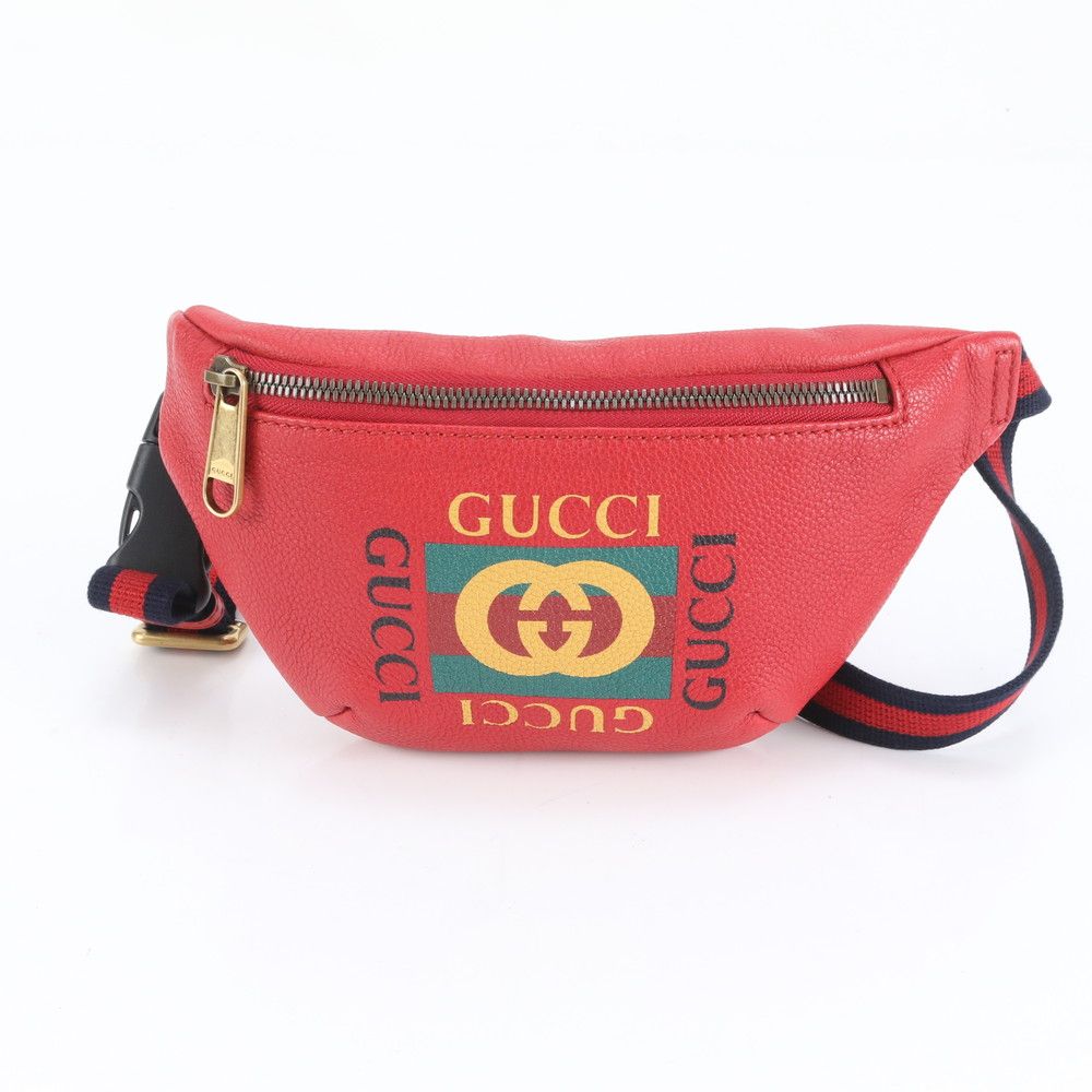 【極美品】GUCCI ウエストポーチ GG柄 キャンバス シェリーライン 美品☆保存袋付グッチウエストバックキャンバスGG柄シェリーライン赤