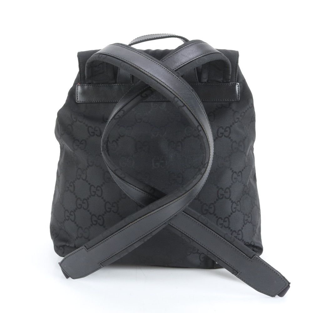グッチ　GG柄 ナイロン レザー ミニリュックサック ブラック　美品 GUCCI ▽▽ グッチ GG柄ナイロン リュックサック 449181 ブラック やや