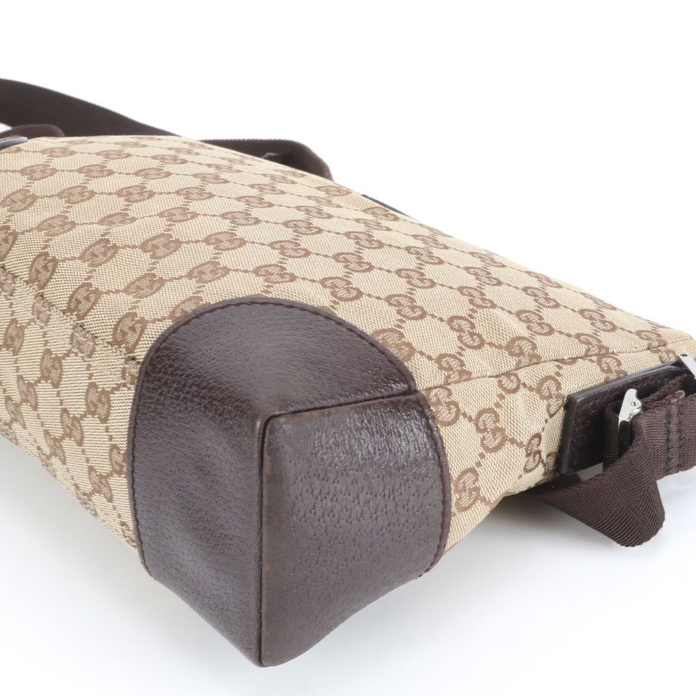 極美品 グッチ GGキャンバス 114273 レザー ショルダーバッグ 斜め掛け